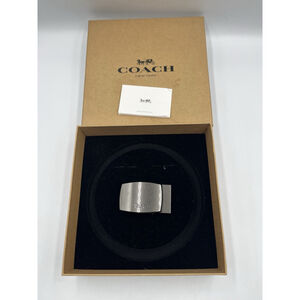 Coach Plaque Belt Buckle Gunmetal Color NEW IN THE BOX SEE No Belt Silver